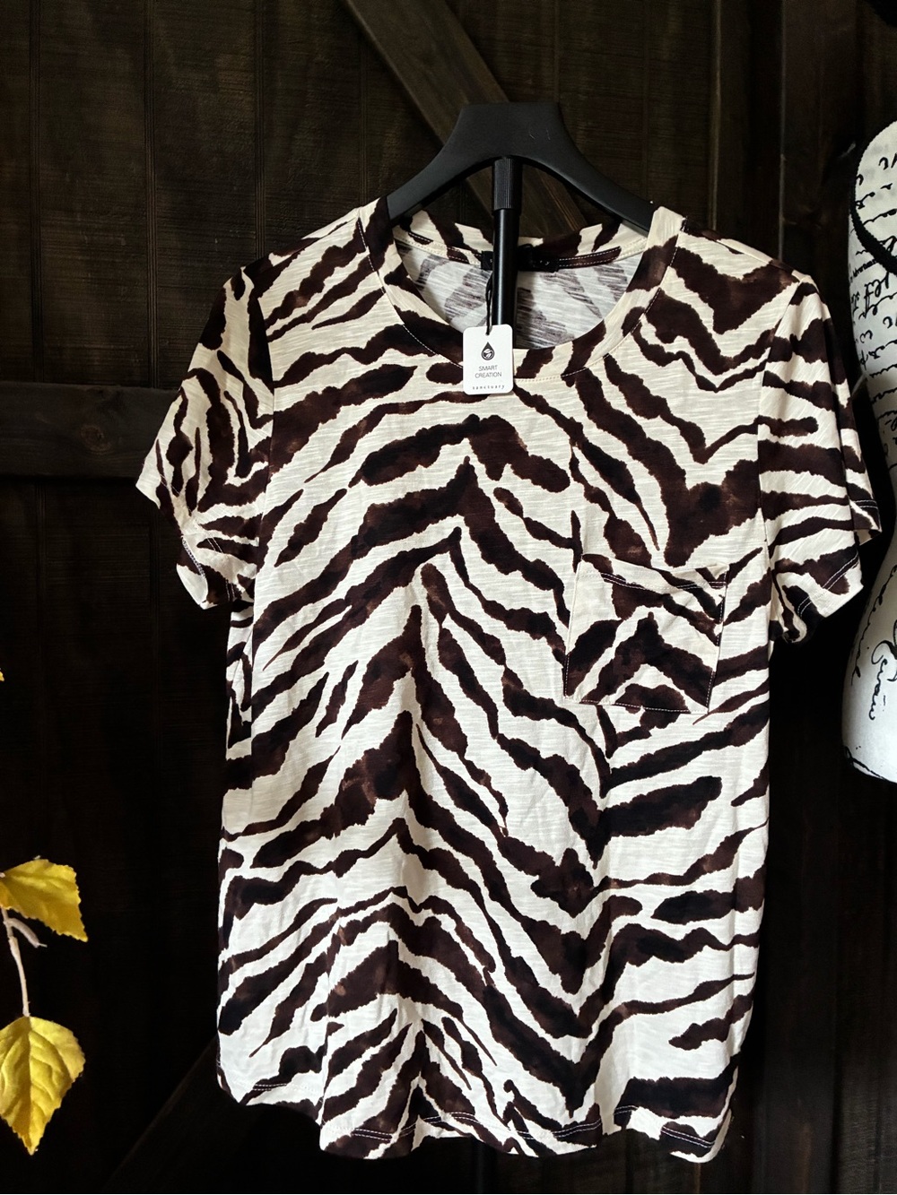 Sanctuary Zebra Print Short Sleeve Tee in Brown and Cream